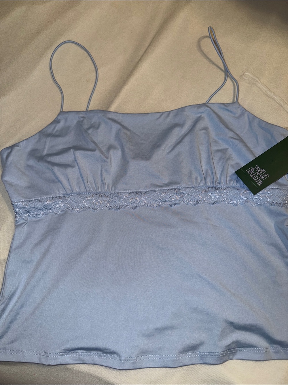 NWT Wild Fable Light Blue Lace-Trim Cami Top M